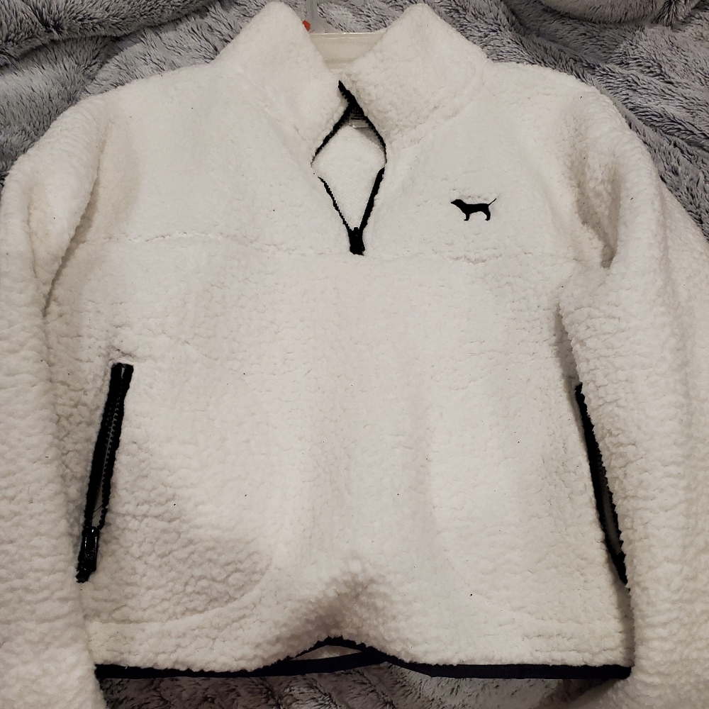 Pink victoria secret sherpa halfzip nwt